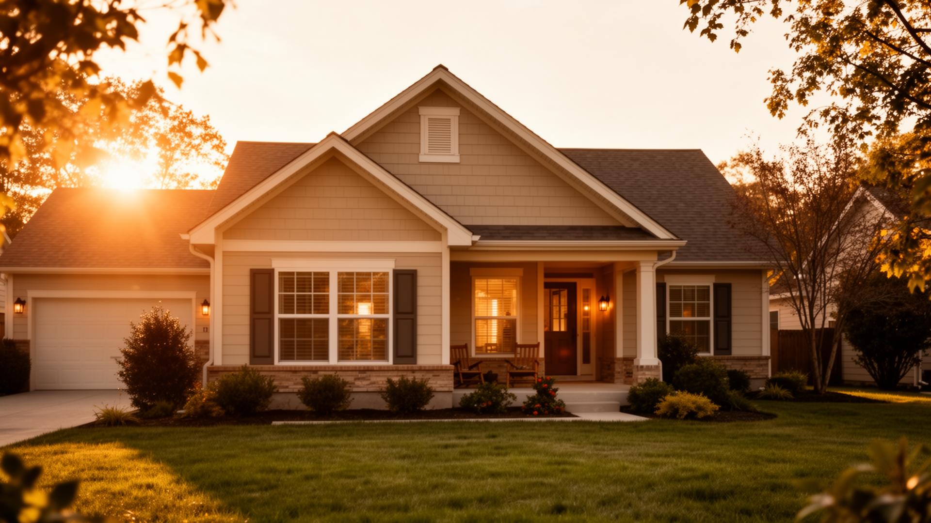 A warm, welcoming home at sunset